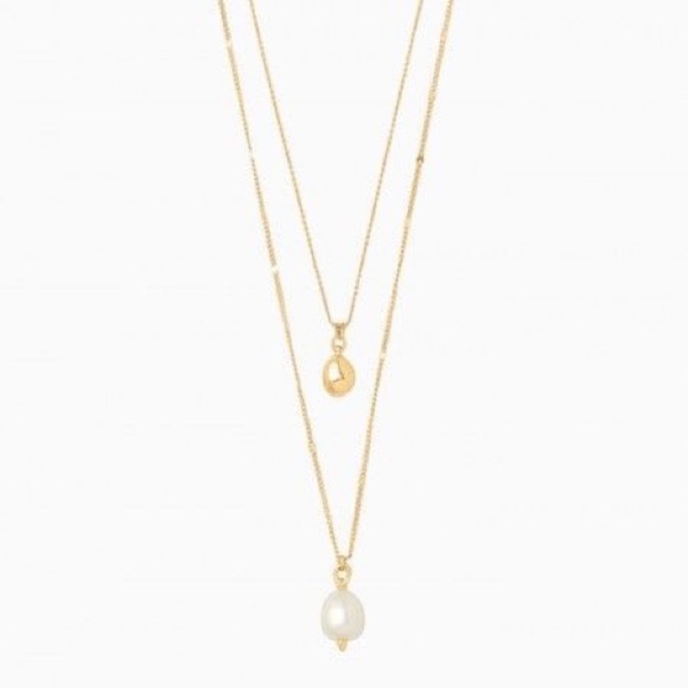Stella & Dot Delicate Double Pearl Necklace